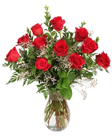 Burning Red Roses Rose Arrangement in Brenham, TX | Sunny Day Blossoms Design Studio