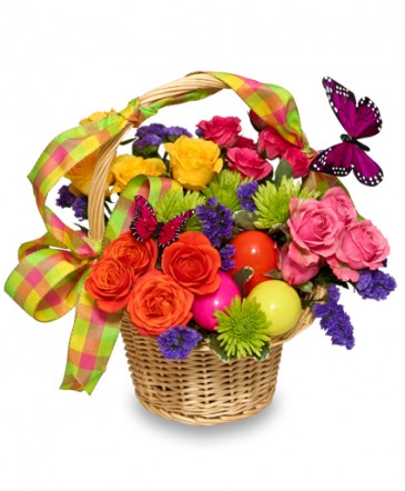 Egg-Cellent Easter Blooms Basket of Flowers in Brenham, TX | Sunny Day Blossoms Design Studio
